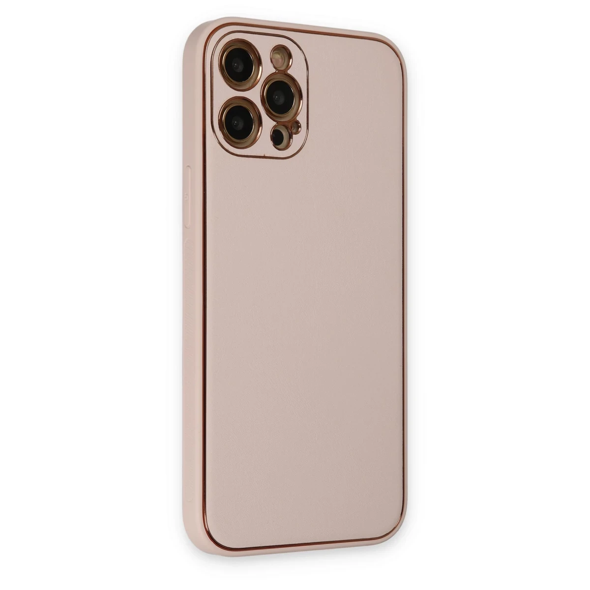 Apple iPhone 12 Pro Kılıf Coco Deri Silikon Kapak - Pudra