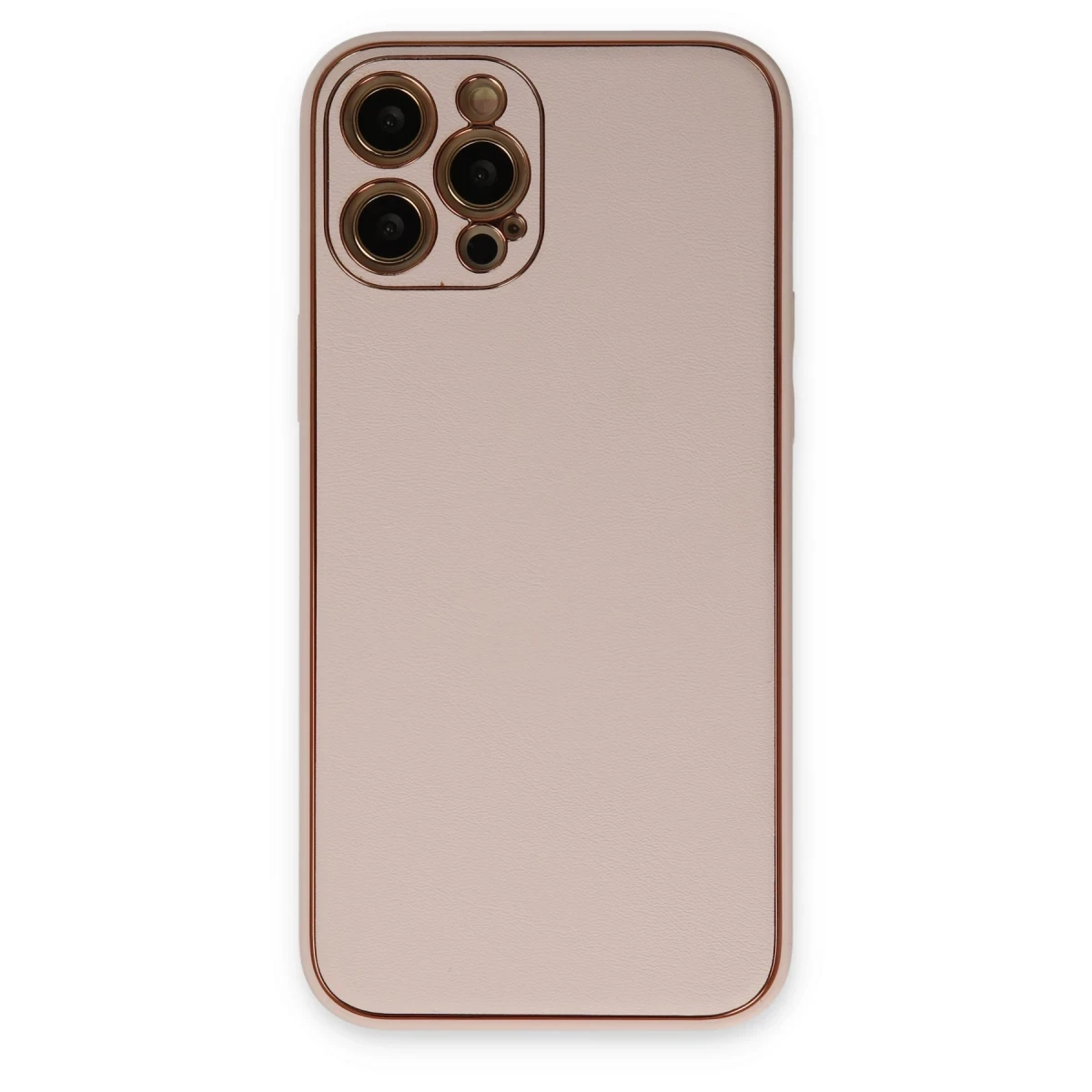 Apple iPhone 12 Pro Kılıf Coco Deri Silikon Kapak - Pudra