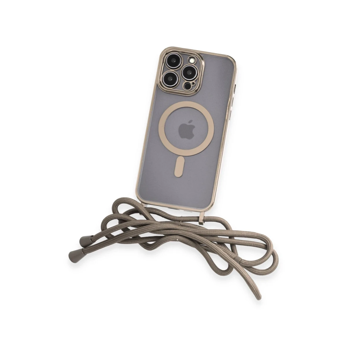 Apple iPhone 12 Pro Kılıf Divo Lazer Askılı Magsafe Kapak - Gold