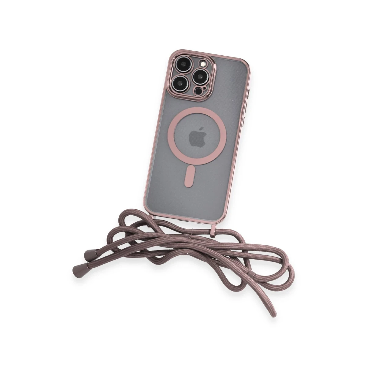 Apple iPhone 12 Pro Kılıf Divo Lazer Askılı Magsafe Kapak - Pembe