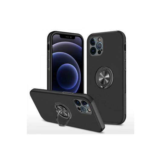 Apple iPhone 12 Pro Kılıf Elit Yüzüklü Kapak - Siyah
