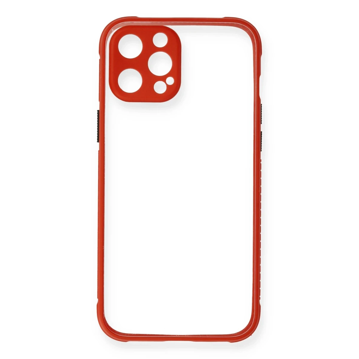 Apple iPhone 12 Pro Kılıf Miami Şeffaf Silikon - Kırmızı