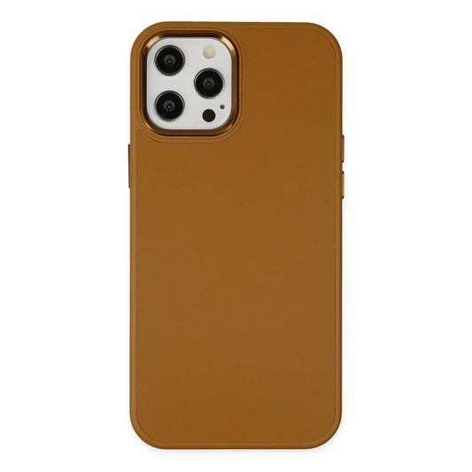Apple iPhone 12 Pro Max Kılıf Asya Deri Silikon - Kahverengi