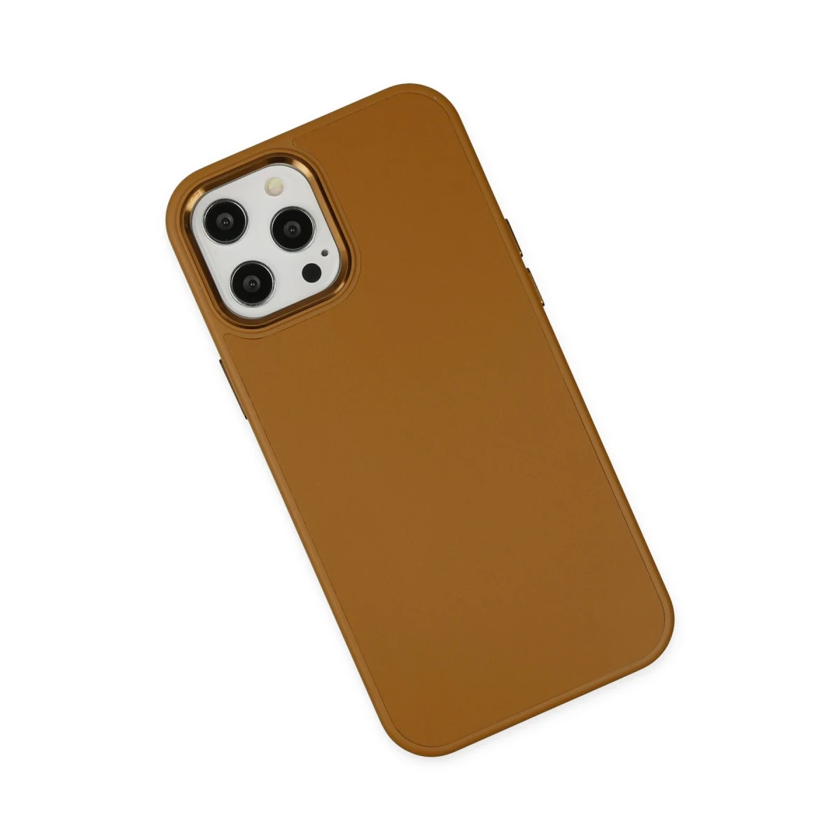 Apple iPhone 12 Pro Max Kılıf Asya Deri Silikon - Kahverengi
