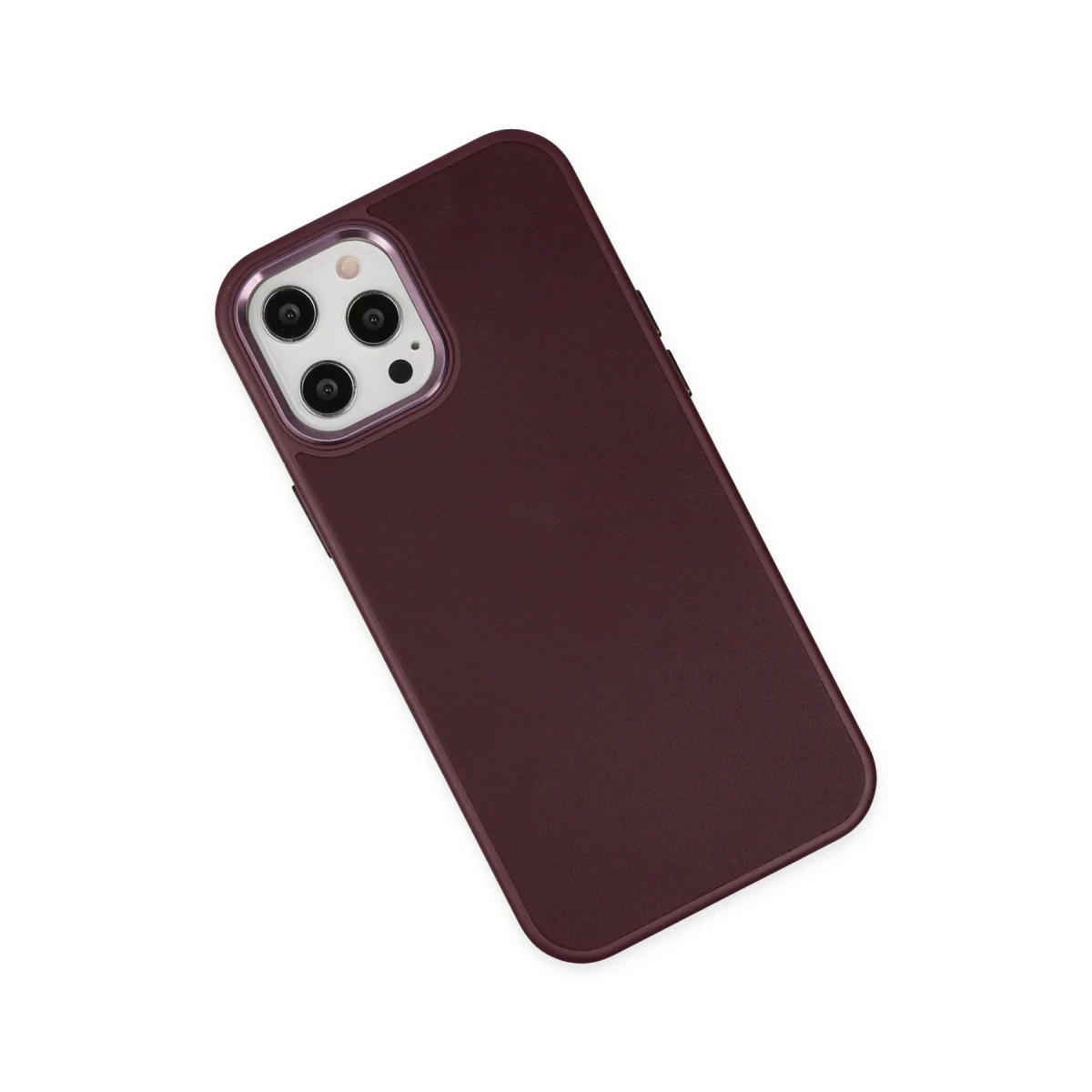 Apple iPhone 12 Pro Max Kılıf Asya Deri Silikon - Mürdüm