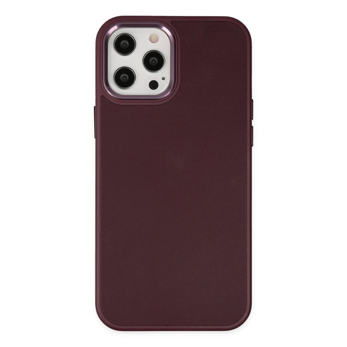 Apple iPhone 12 Pro Max Kılıf Asya Deri Silikon - Mürdüm