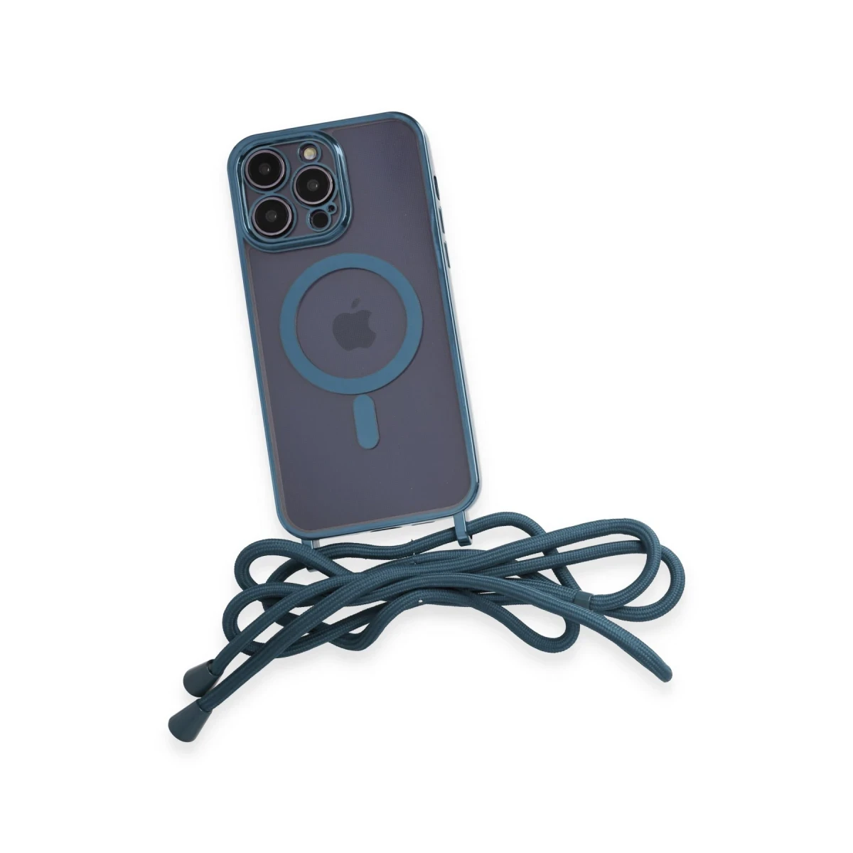 Apple iPhone 12 Pro Max Kılıf Divo Lazer Askılı Magsafe Kapak - Sierra Blue