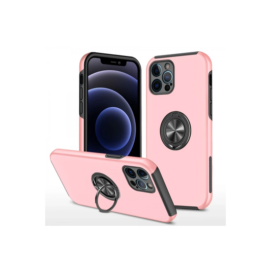 Apple iPhone 12 Pro Max Kılıf Elit Yüzüklü Kapak - Pembe