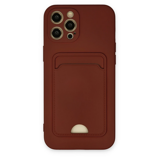 Apple iPhone 12 Pro Max Kılıf Kelvin Kartvizitli Silikon - Bordo