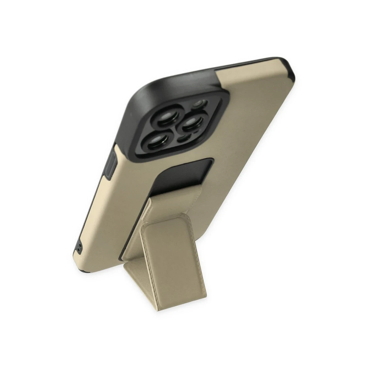 Apple iPhone 12 Pro Max Kılıf Mega Standlı Silikon - Gold