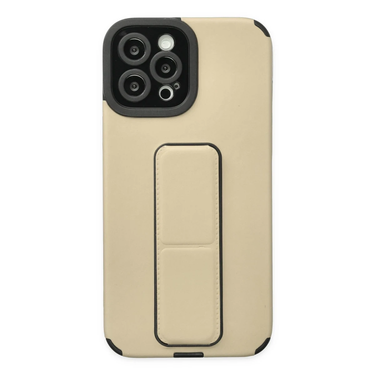 Apple iPhone 12 Pro Max Kılıf Mega Standlı Silikon - Gold