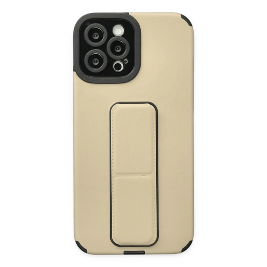 Apple iPhone 12 Pro Max Kılıf Mega Standlı Silikon - Gold