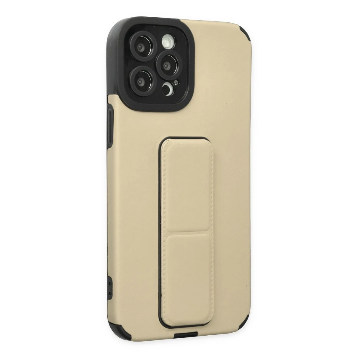 Apple iPhone 12 Pro Max Kılıf Mega Standlı Silikon - Gold
