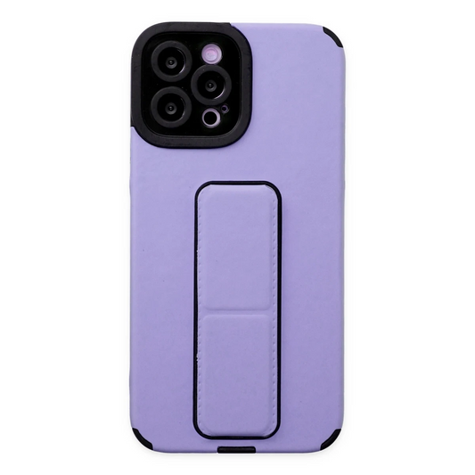 Apple iPhone 12 Pro Max Kılıf Mega Standlı Silikon - Lila