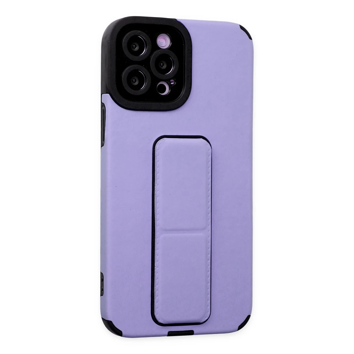 Apple iPhone 12 Pro Max Kılıf Mega Standlı Silikon - Lila