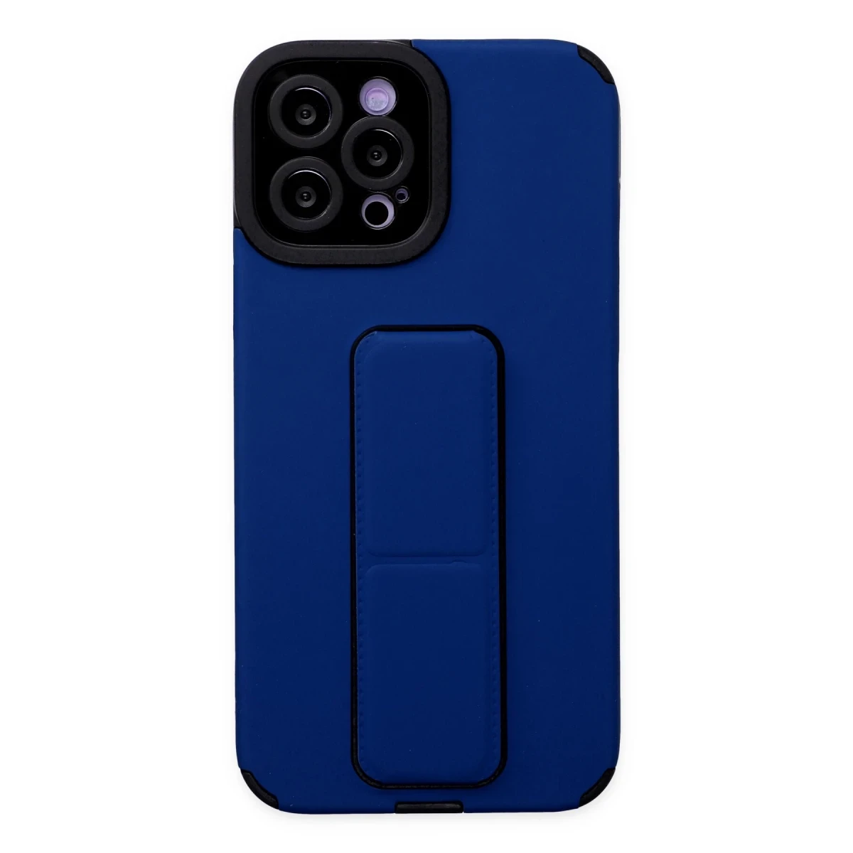 Apple iPhone 12 Pro Max Kılıf Mega Standlı Silikon - Mavi