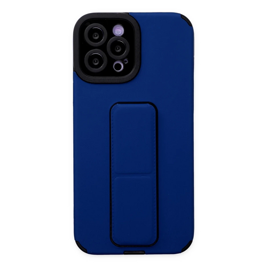 Apple iPhone 12 Pro Max Kılıf Mega Standlı Silikon - Mavi