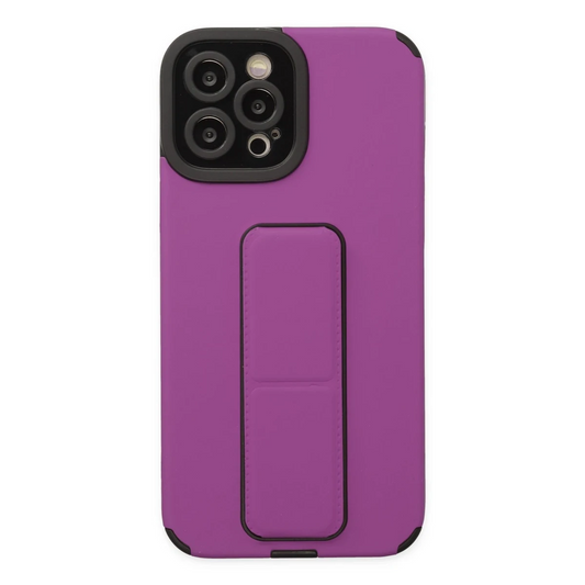Apple iPhone 12 Pro Max Kılıf Mega Standlı Silikon - Mor
