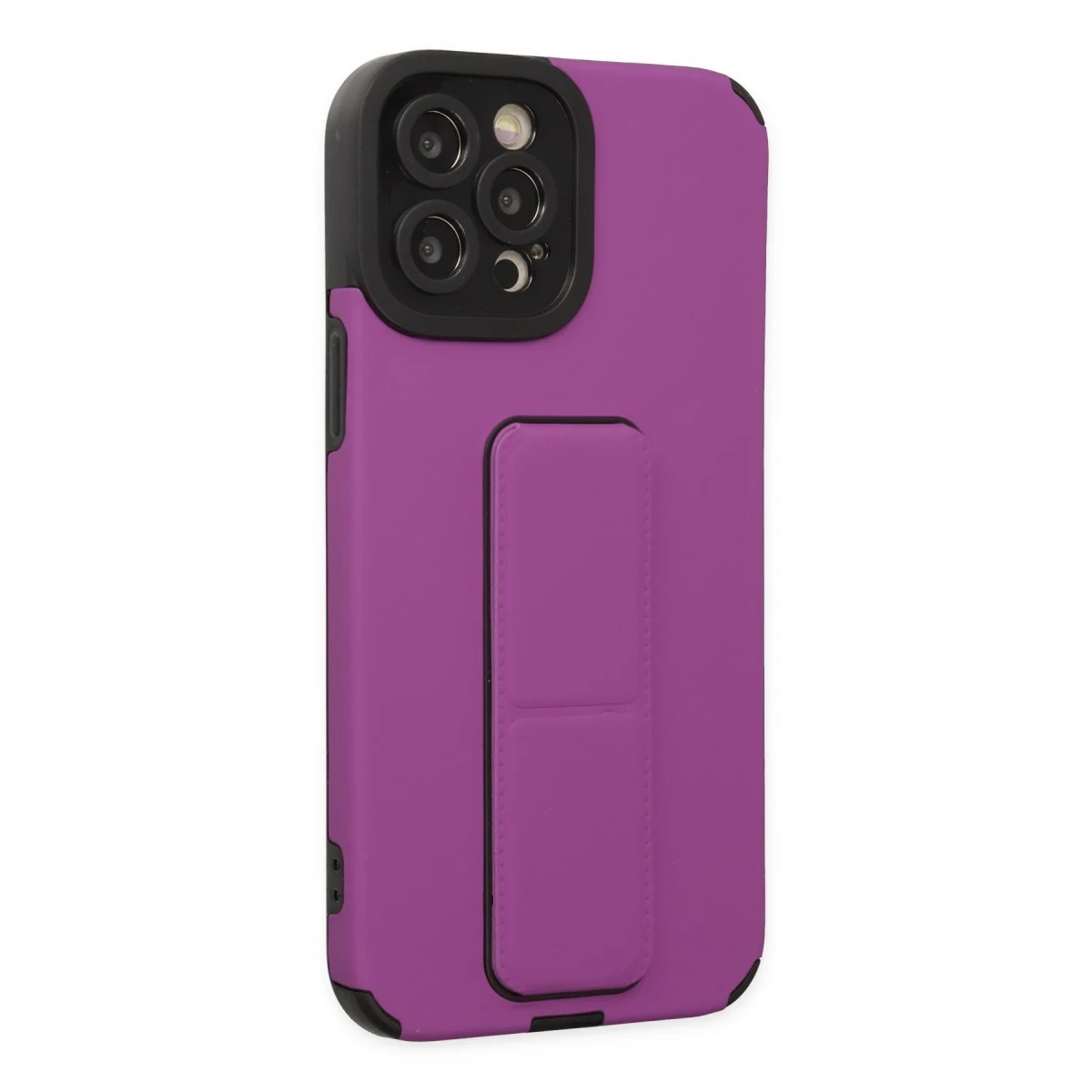 Apple iPhone 12 Pro Max Kılıf Mega Standlı Silikon - Mor