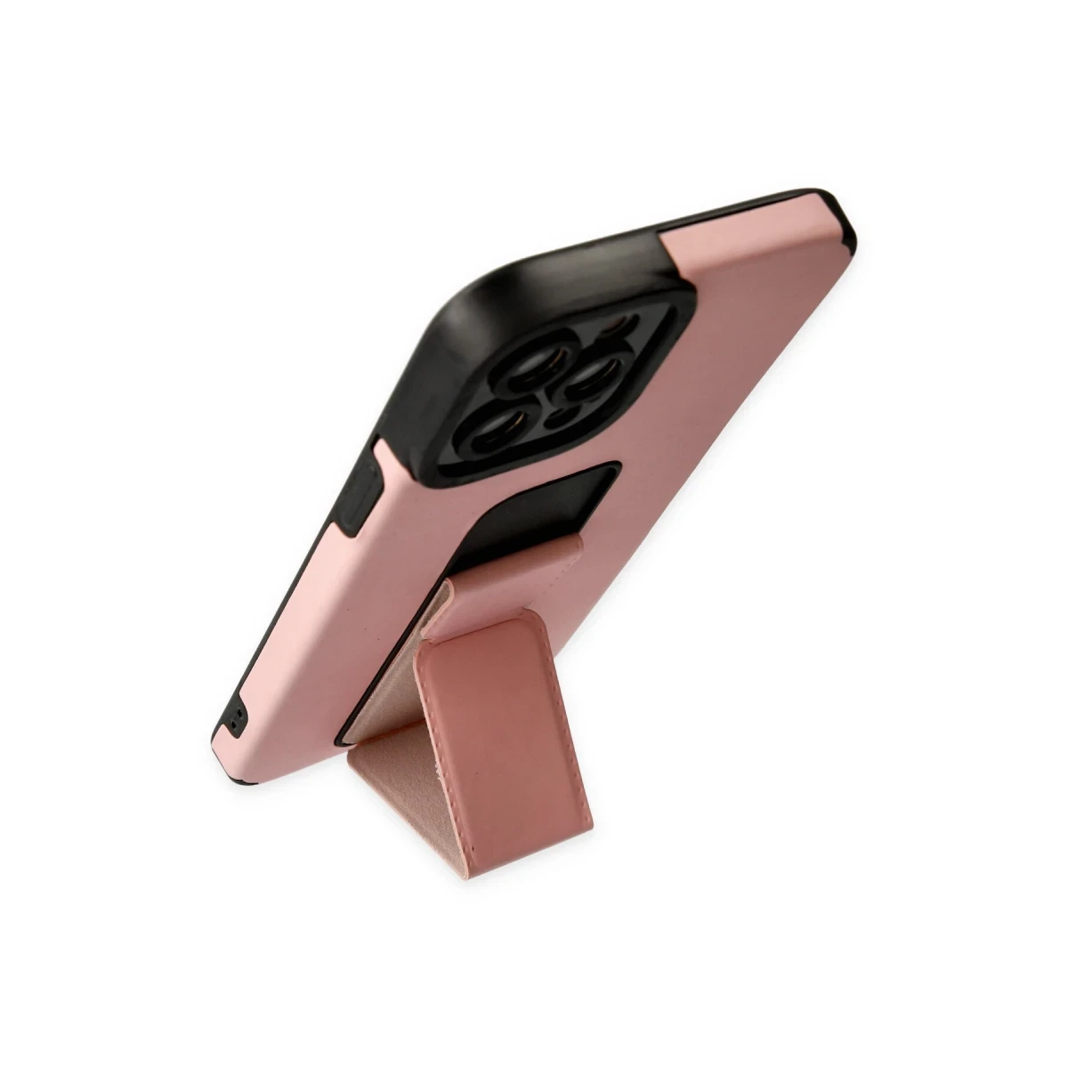Apple iPhone 12 Pro Max Kılıf Mega Standlı Silikon - Pudra