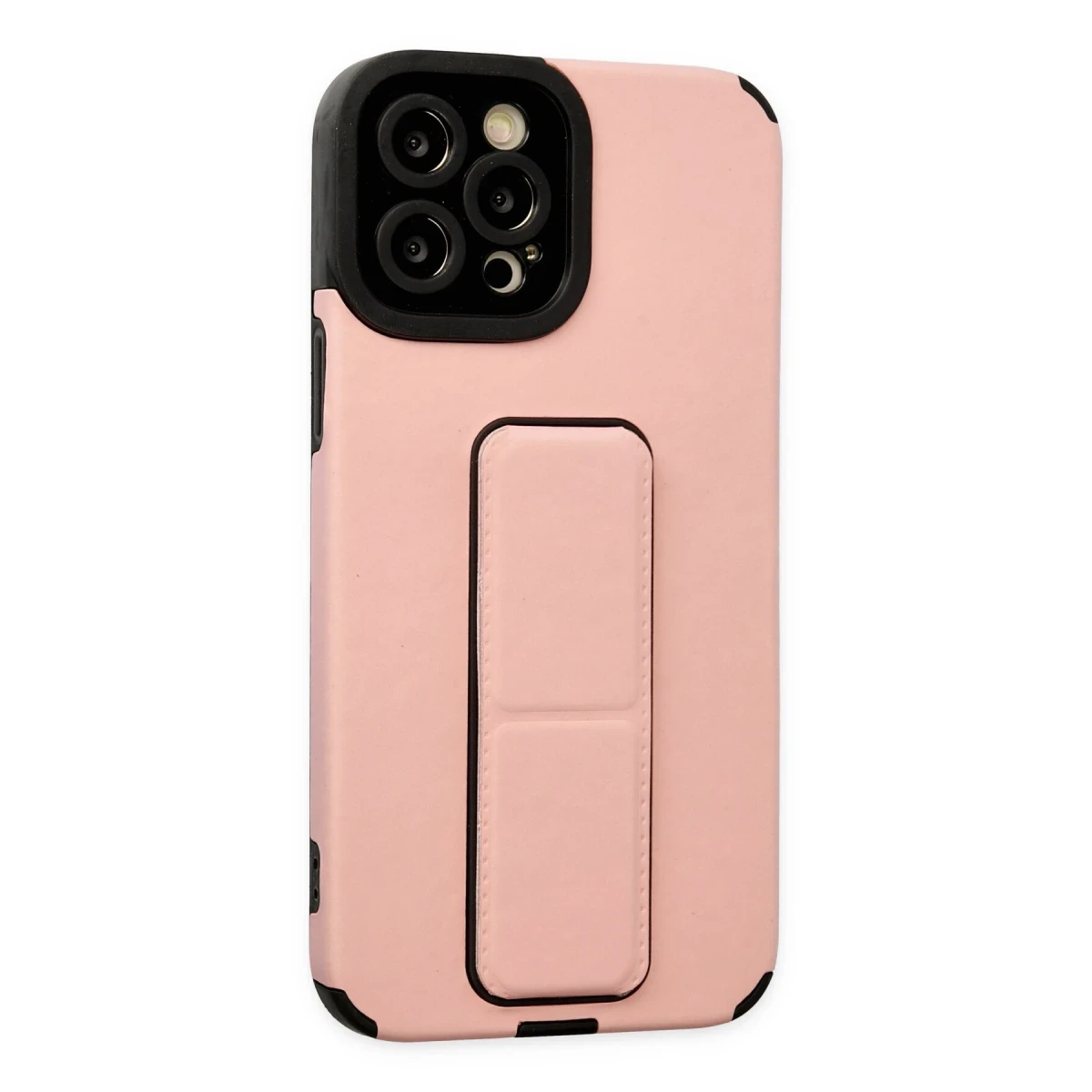 Apple iPhone 12 Pro Max Kılıf Mega Standlı Silikon - Pudra
