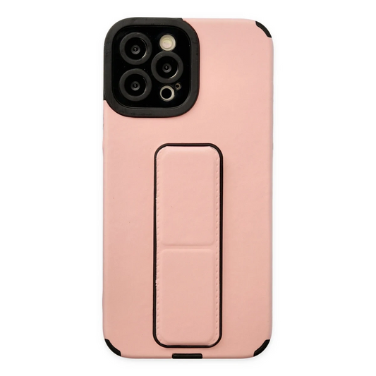 Apple iPhone 12 Pro Max Kılıf Mega Standlı Silikon - Pudra