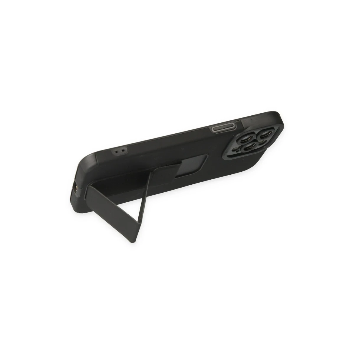 Apple iPhone 12 Pro Max Kılıf Mega Standlı Silikon - Siyah