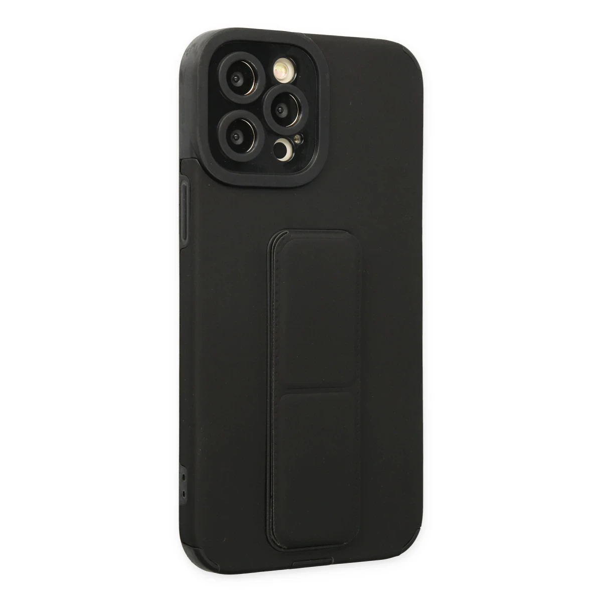 Apple iPhone 12 Pro Max Kılıf Mega Standlı Silikon - Siyah