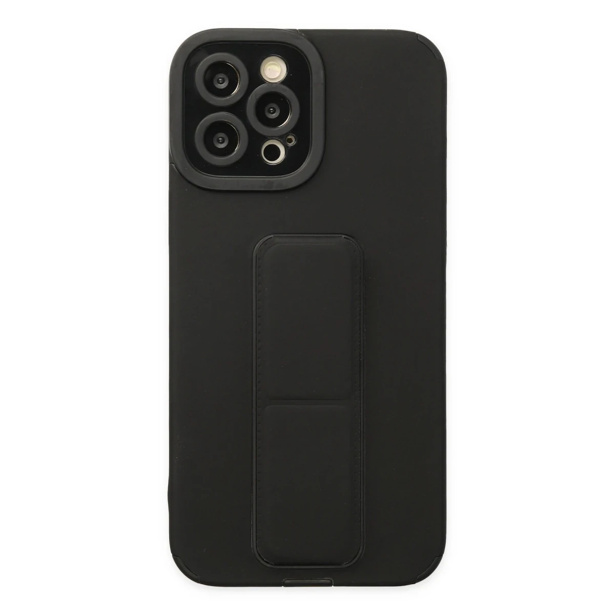 Apple iPhone 12 Pro Max Kılıf Mega Standlı Silikon - Siyah