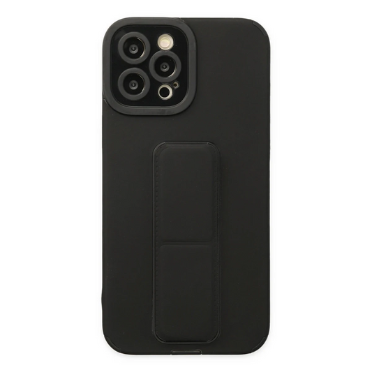 Apple iPhone 12 Pro Max Kılıf Mega Standlı Silikon - Siyah
