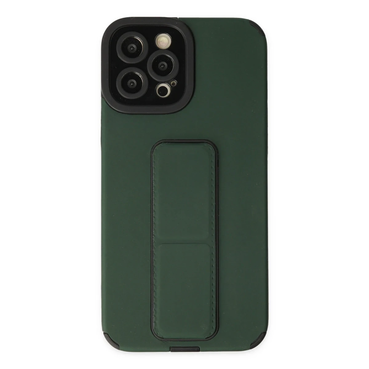 Apple iPhone 12 Pro Max Kılıf Mega Standlı Silikon - Yeşil