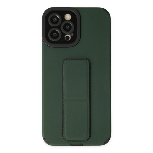 Apple iPhone 12 Pro Max Kılıf Mega Standlı Silikon - Yeşil