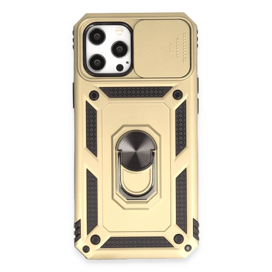 Apple iPhone 12 Pro Max Kılıf Pars Lens Yüzüklü Silikon - Gold