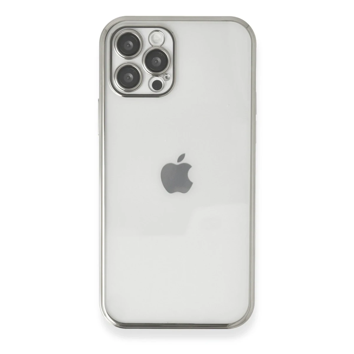 Apple iPhone 12 Pro Max Kılıf Razer Lensli Silikon - Gümüş