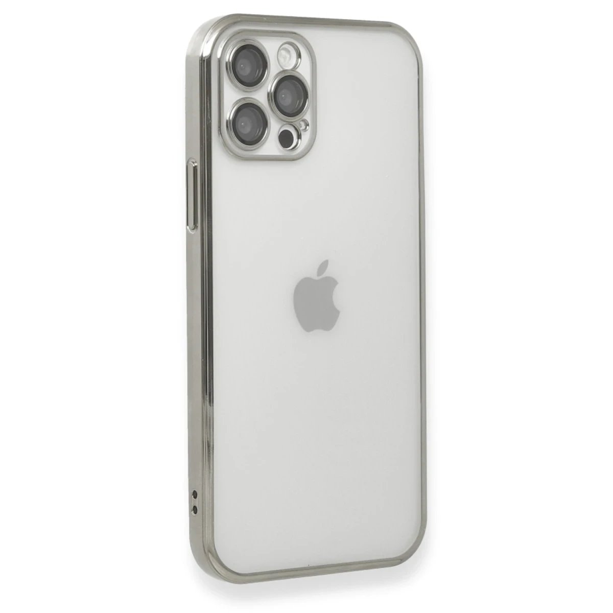 Apple iPhone 12 Pro Max Kılıf Razer Lensli Silikon - Gümüş