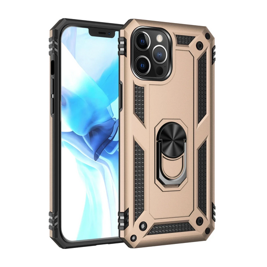 Apple iPhone 12 Pro Max Kılıf Sofya Yüzüklü Silikon Kapak - Gold