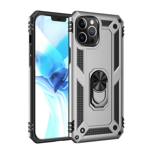 Apple iPhone 12 Pro Max Kılıf Sofya Yüzüklü Silikon Kapak - Gümüş