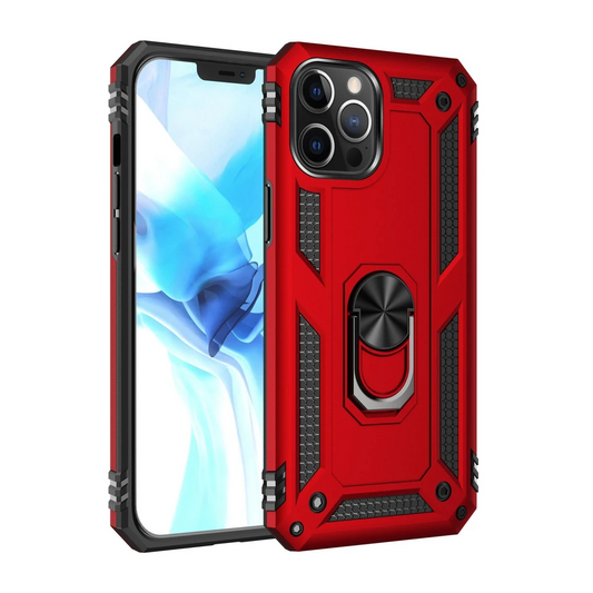 Apple iPhone 12 Pro Max Kılıf Sofya Yüzüklü Silikon Kapak - Kırmızı