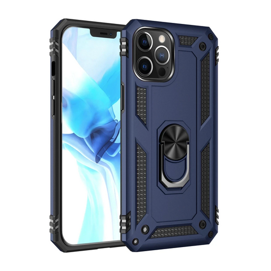Apple iPhone 12 Pro Max Kılıf Sofya Yüzüklü Silikon Kapak - Lacivert