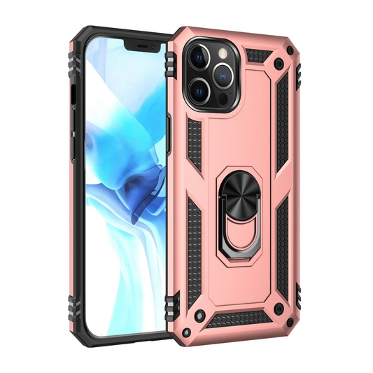 Apple iPhone 12 Pro Max Kılıf Sofya Yüzüklü Silikon Kapak - Rose