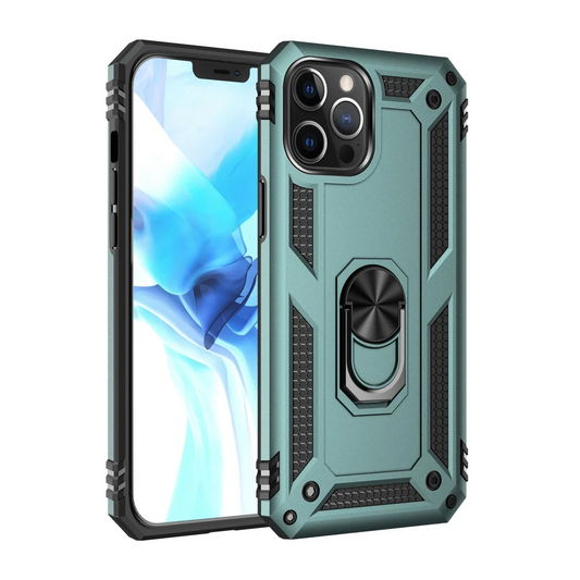 Apple iPhone 12 Pro Max Kılıf Sofya Yüzüklü Silikon Kapak - Yeşil