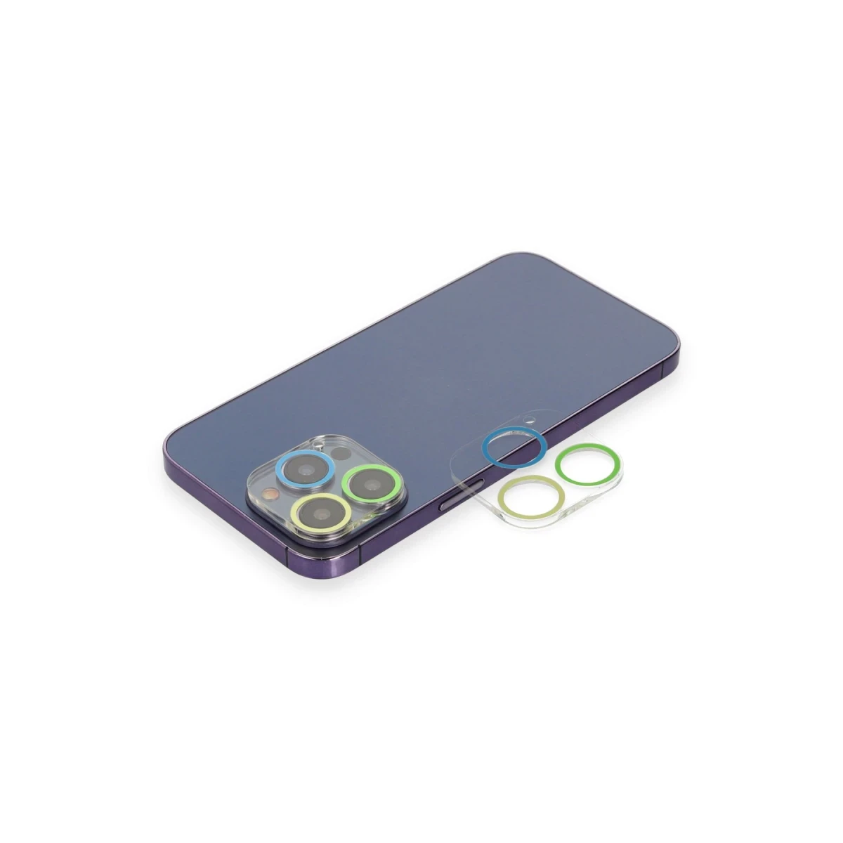 Apple iPhone 12 Pro Max Renkli Kamera Lens Koruma Cam - Yeşil-Sarı