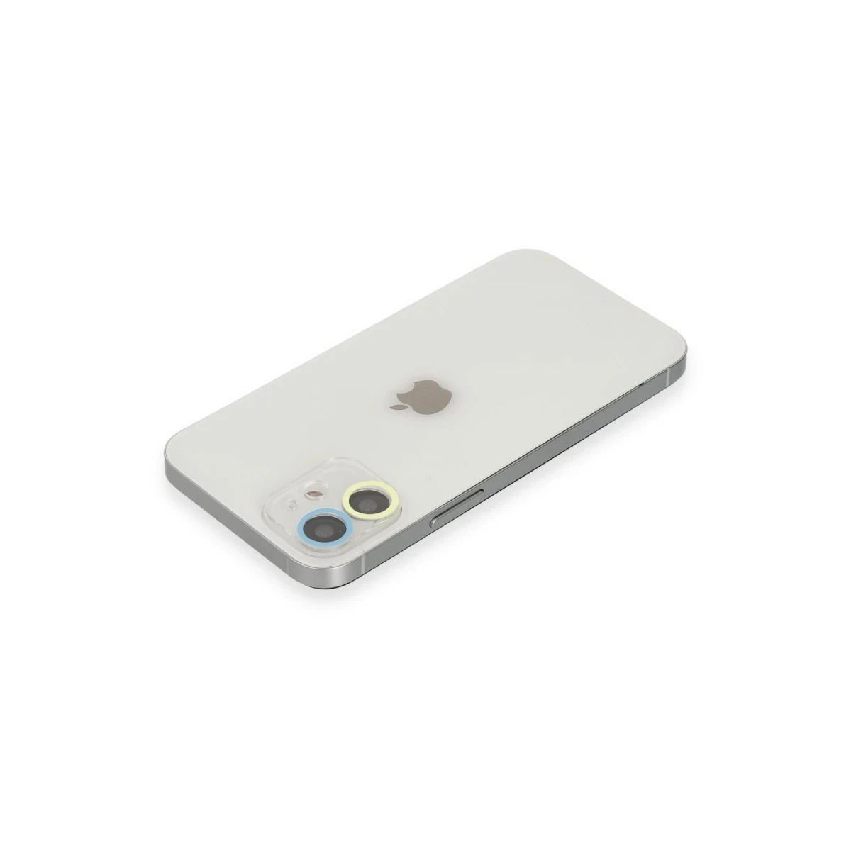 Apple iPhone 12 Renkli Kamera Lens Koruma Cam - Sarı-Mavi