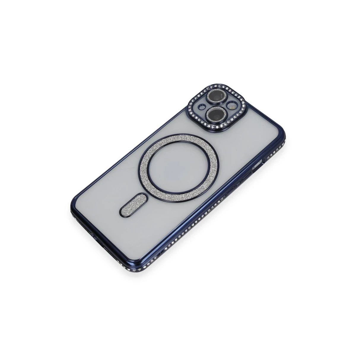 Apple iPhone 13 Kılıf Joke Simli Magneticsafe Kılıf - Lacivert