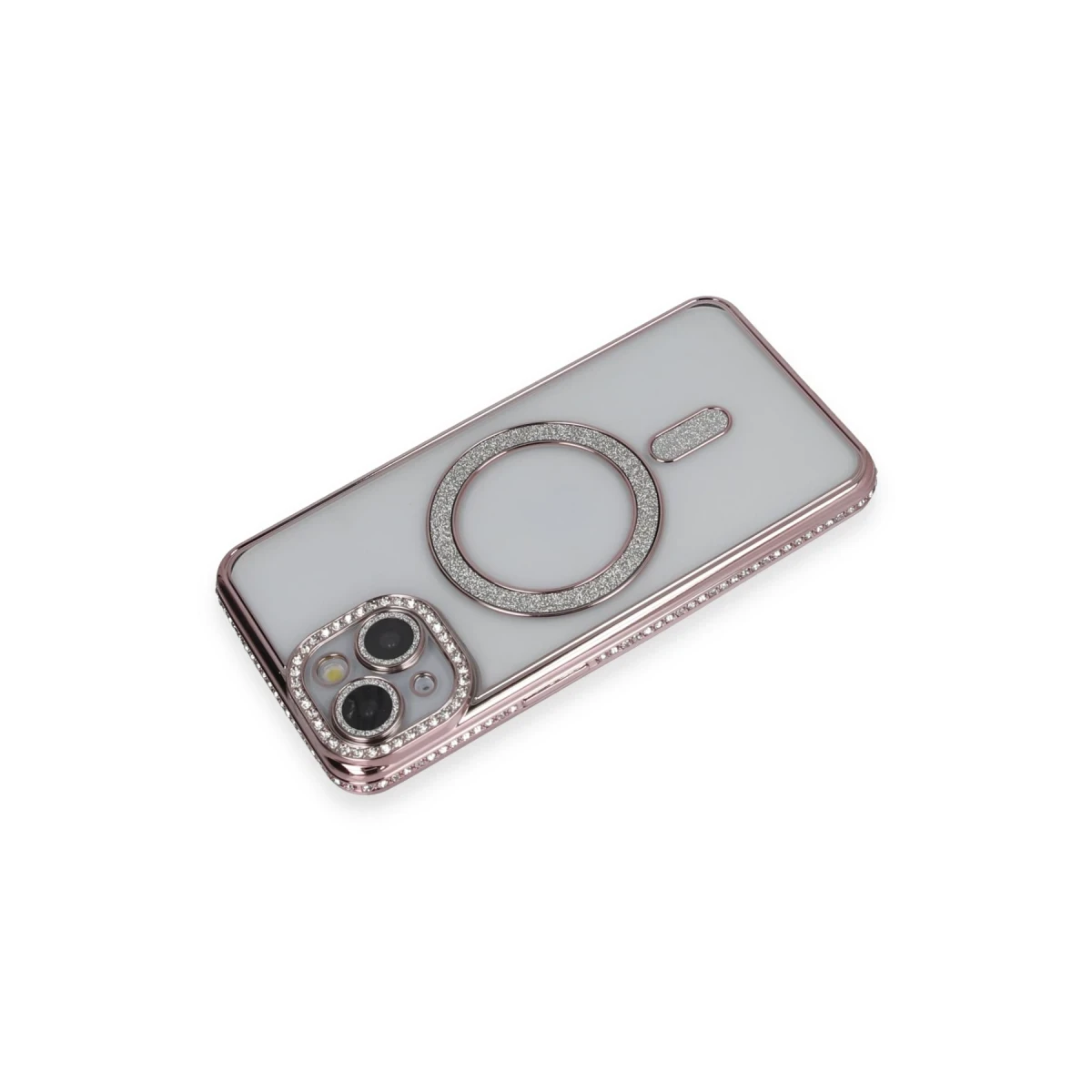 Apple iPhone 13 Kılıf Joke Simli Magneticsafe Kılıf - Pembe