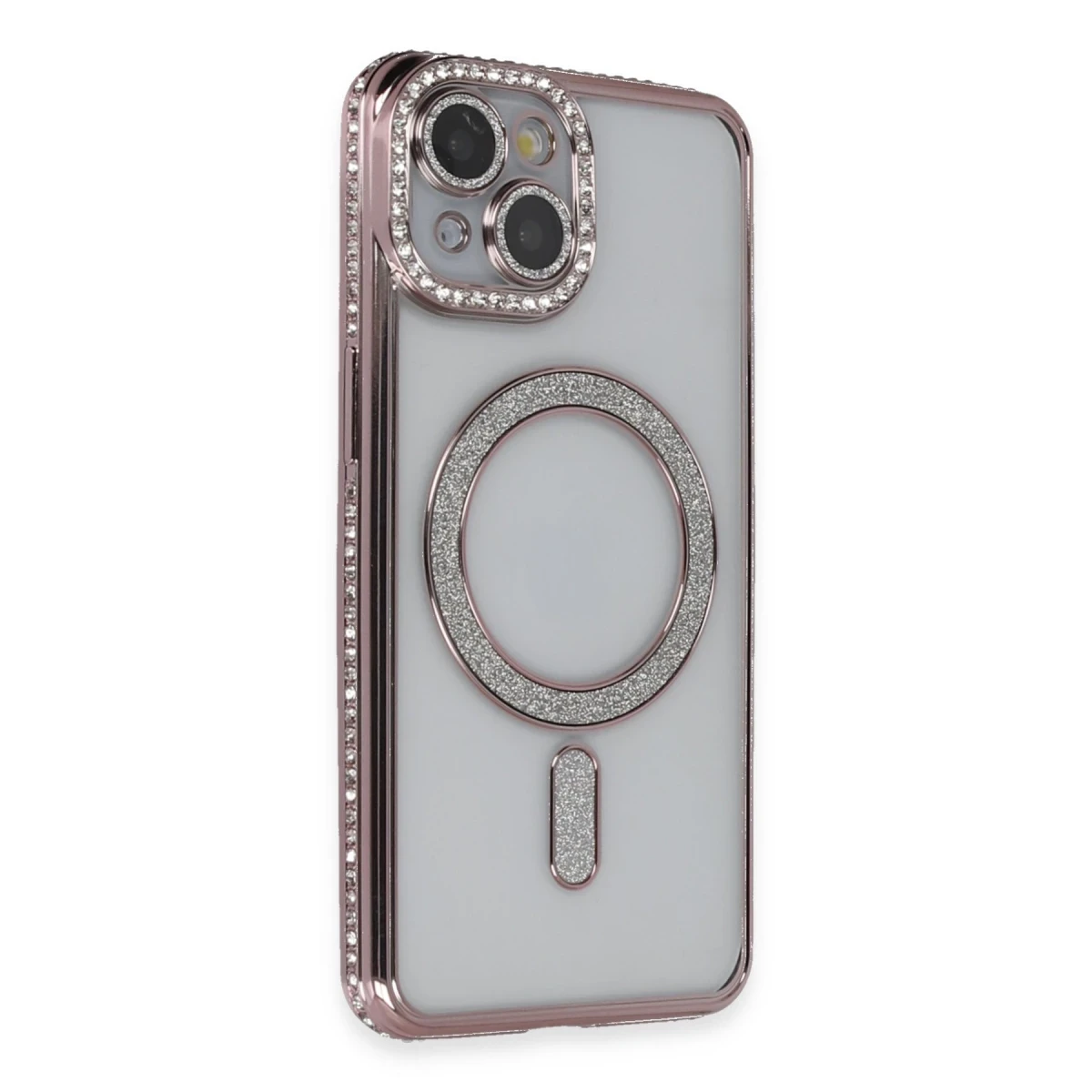 Apple iPhone 13 Kılıf Joke Simli Magneticsafe Kılıf - Pembe