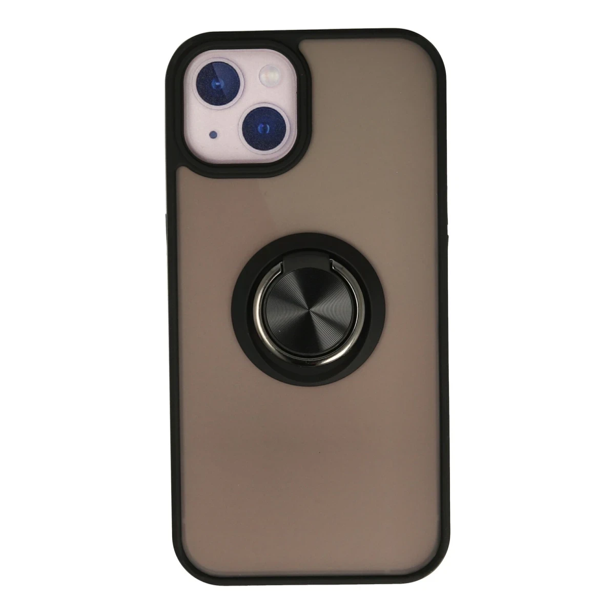 Apple iPhone 13 Kılıf Montreal Yüzüklü Silikon Kapak - Siyah
