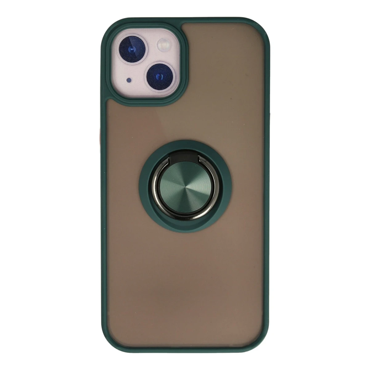 Apple iPhone 13 Kılıf Montreal Yüzüklü Silikon Kapak - Yeşil