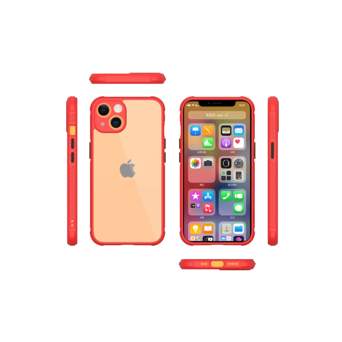 Apple iPhone 13 Mini Kılıf Miami Şeffaf Silikon - Kırmızı
