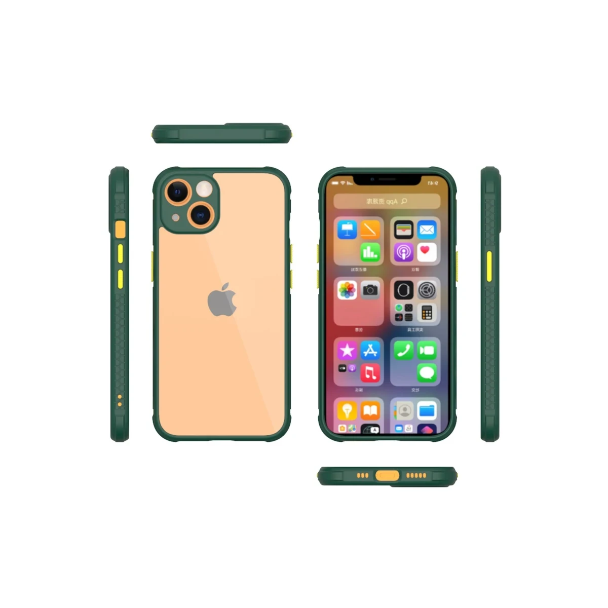 Apple iPhone 13 Mini Kılıf Miami Şeffaf Silikon - Koyu Yeşil